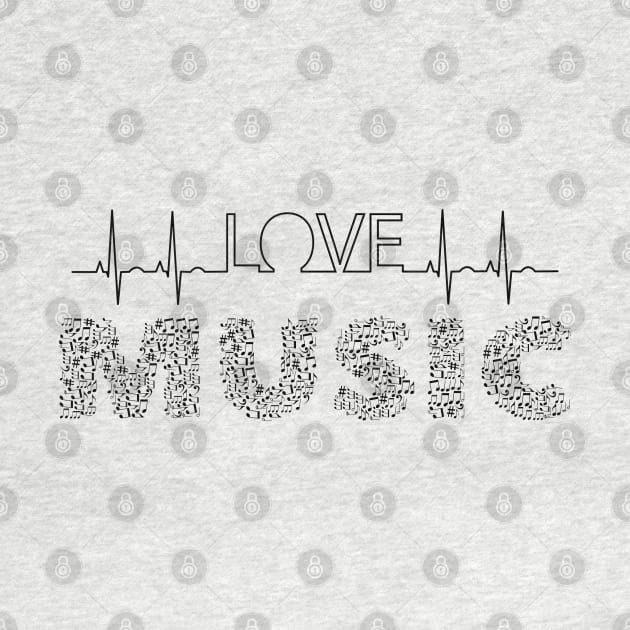 Love Music Musical Notes Heartbeat by tribbledesign